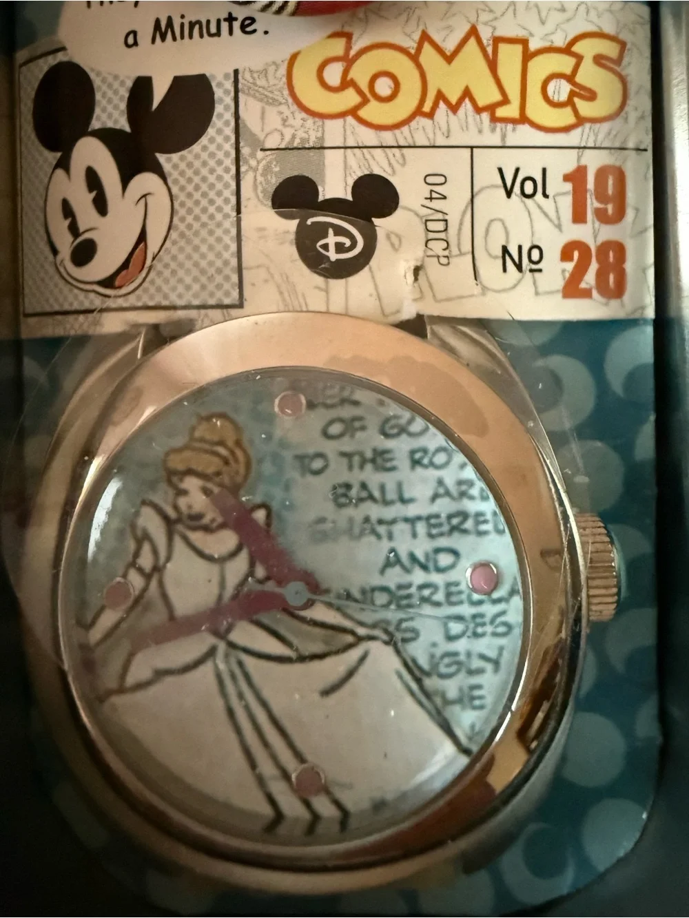 Disney Cinderella at the Ball Comic Dial Watch — Blue with Pink Hands